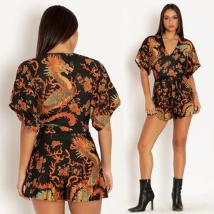 Dragon Rising Slinky Playsuit Medium✨made in Australia
